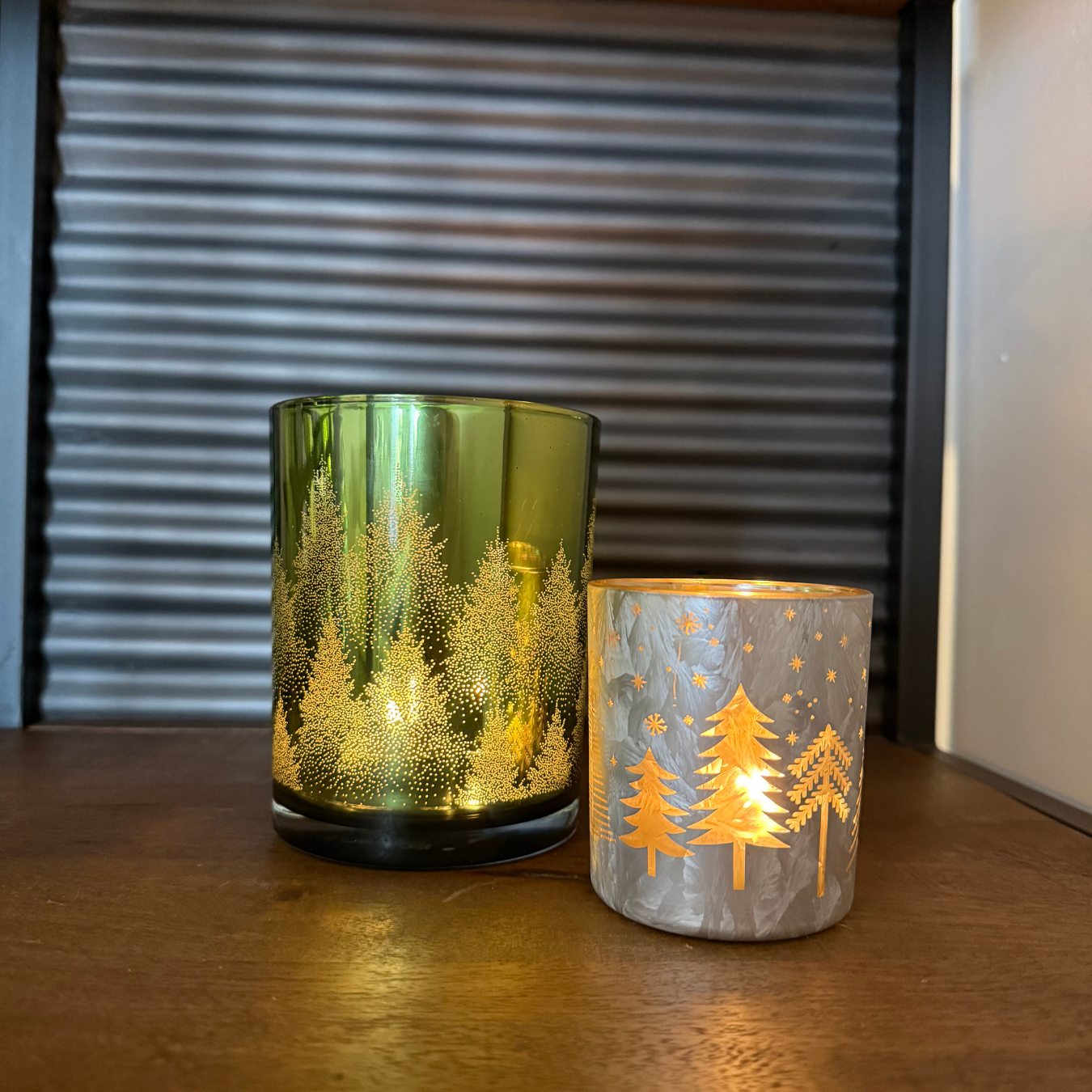 Portavelas verde 12cm