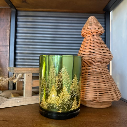 Portavelas verde 12cm