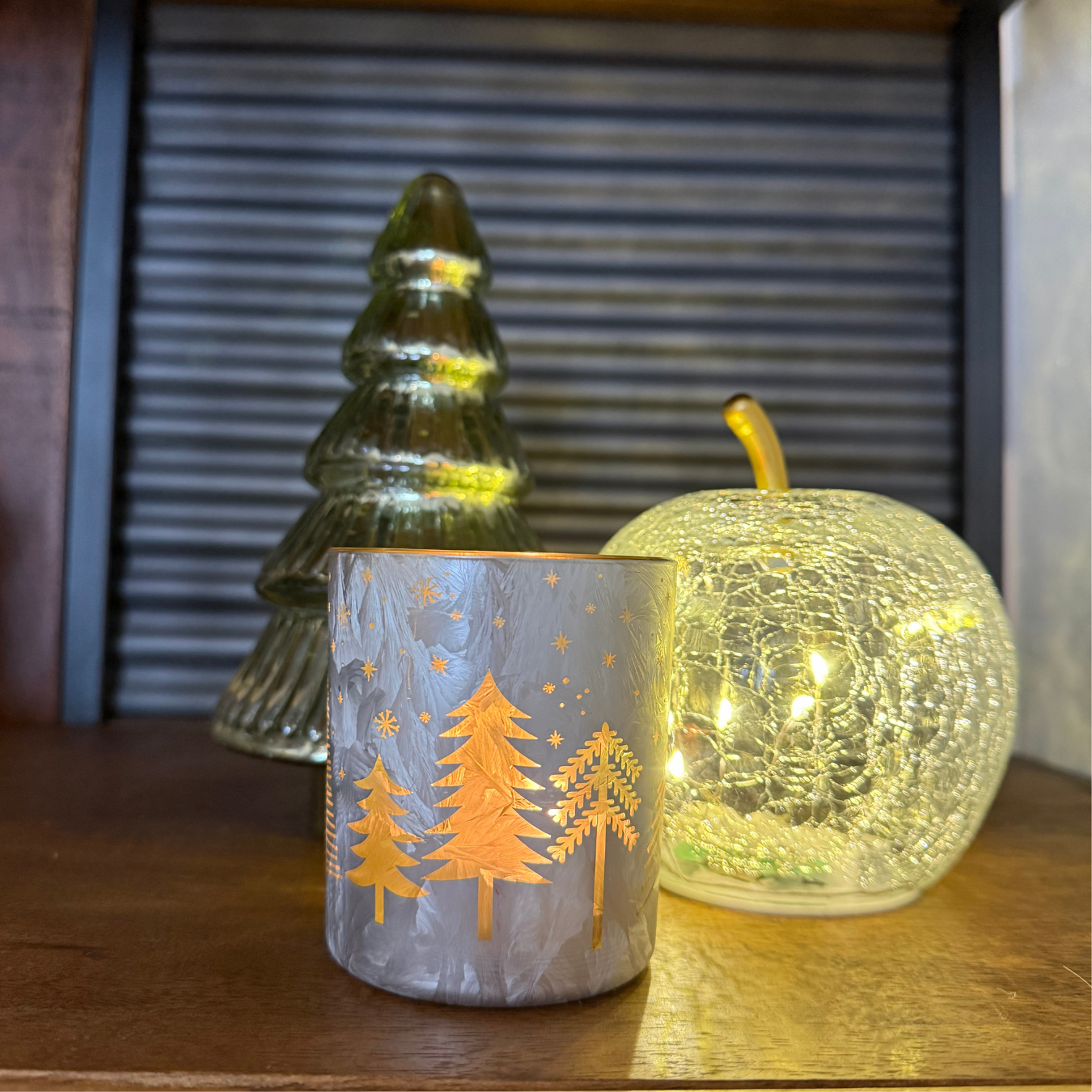 Manzana de cristal con luces led