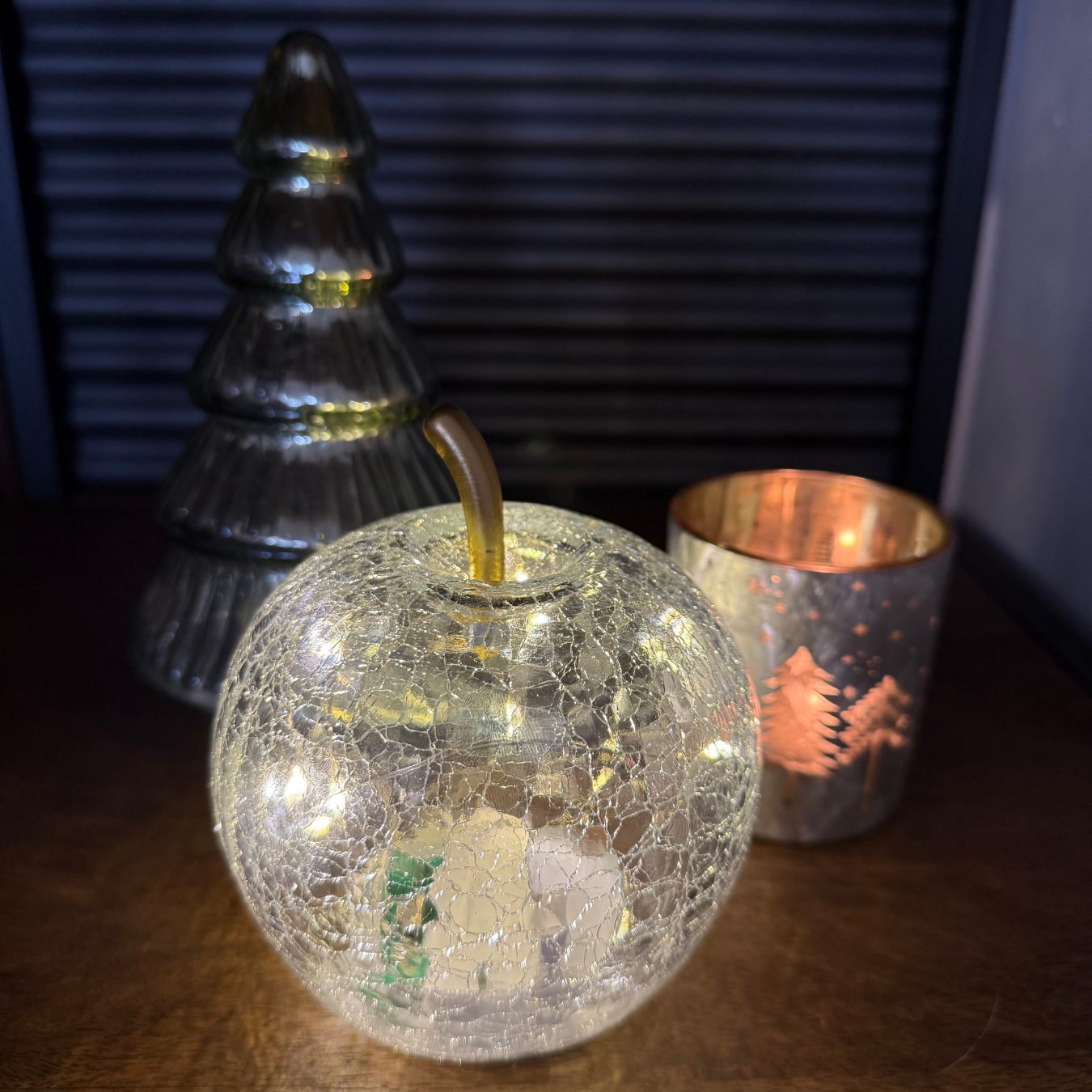 Manzana de cristal con luces led