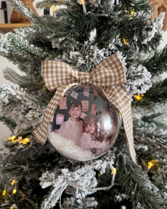 Bola de Navidad Personalizada con Foto - Lazo marrón