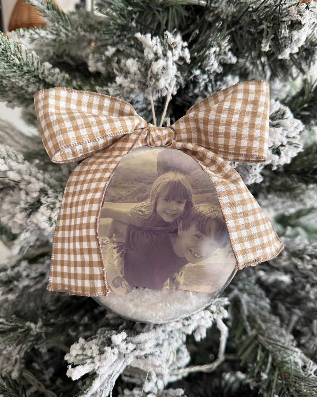 Bola de Navidad Personalizada con Foto - Lazo marrón