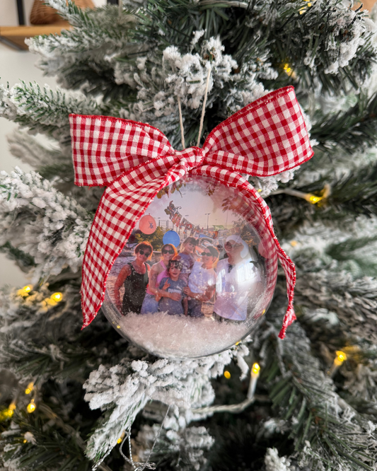 Bola de Navidad Personalizada con Foto - Lazo rojo