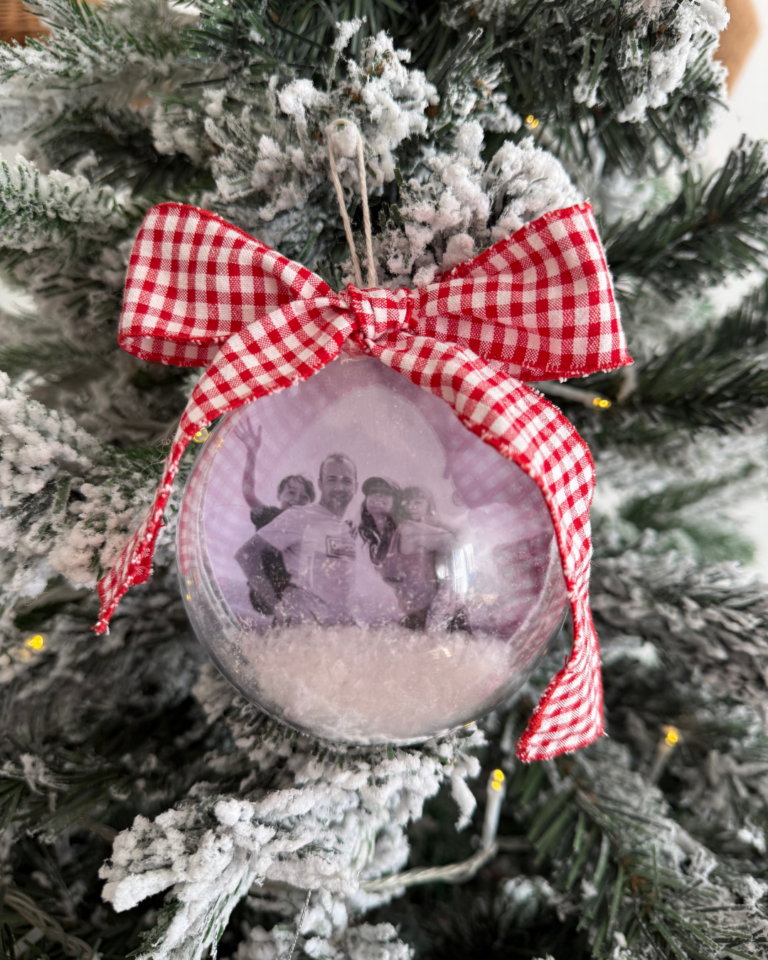 Bola de Navidad Personalizada con Foto - Lazo rojo