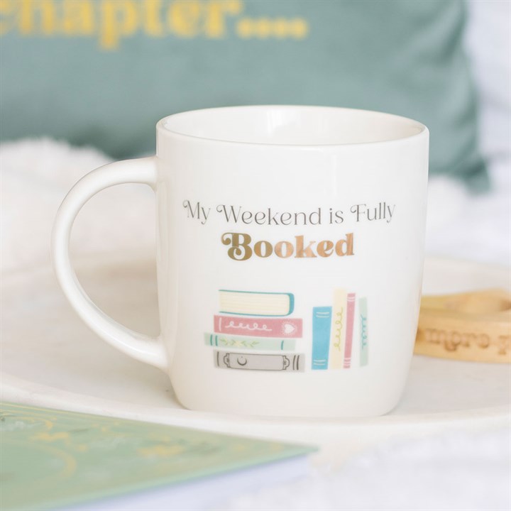 Taza "Mi fin de semana, está lleno de libros"