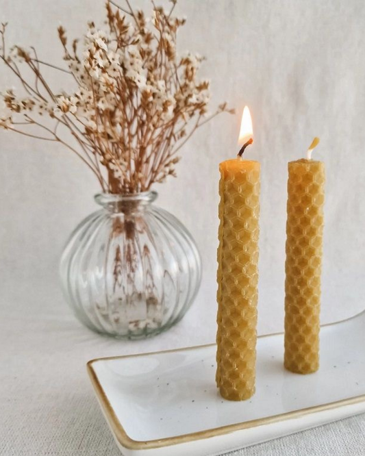 Vela de miel artesanal – 100% cera de abeja y mecha natural