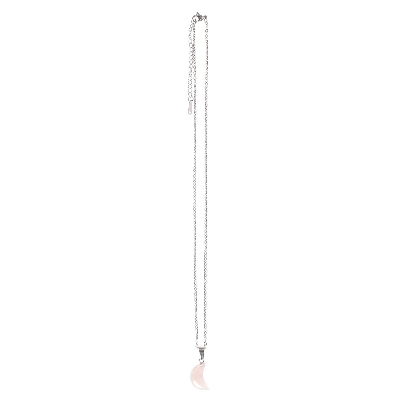 Collar de luna de cristal de cuarzo rosa en tarjeta de felicitación
